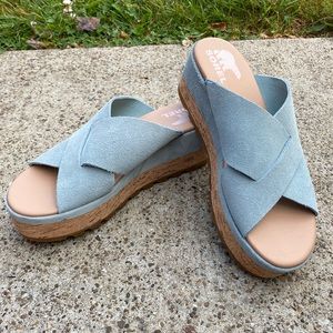Sorel Blue Sandals/Wedges. Women’s size 8. New, Never Worn